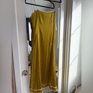 NWT DOEN Celano Satin Slip Dress in Mustard Yellow